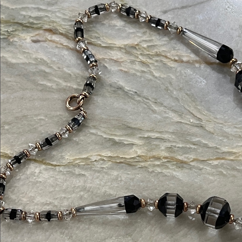 Simmons art deco Black and Silver Beaded Necklace - Picture 6 of 7